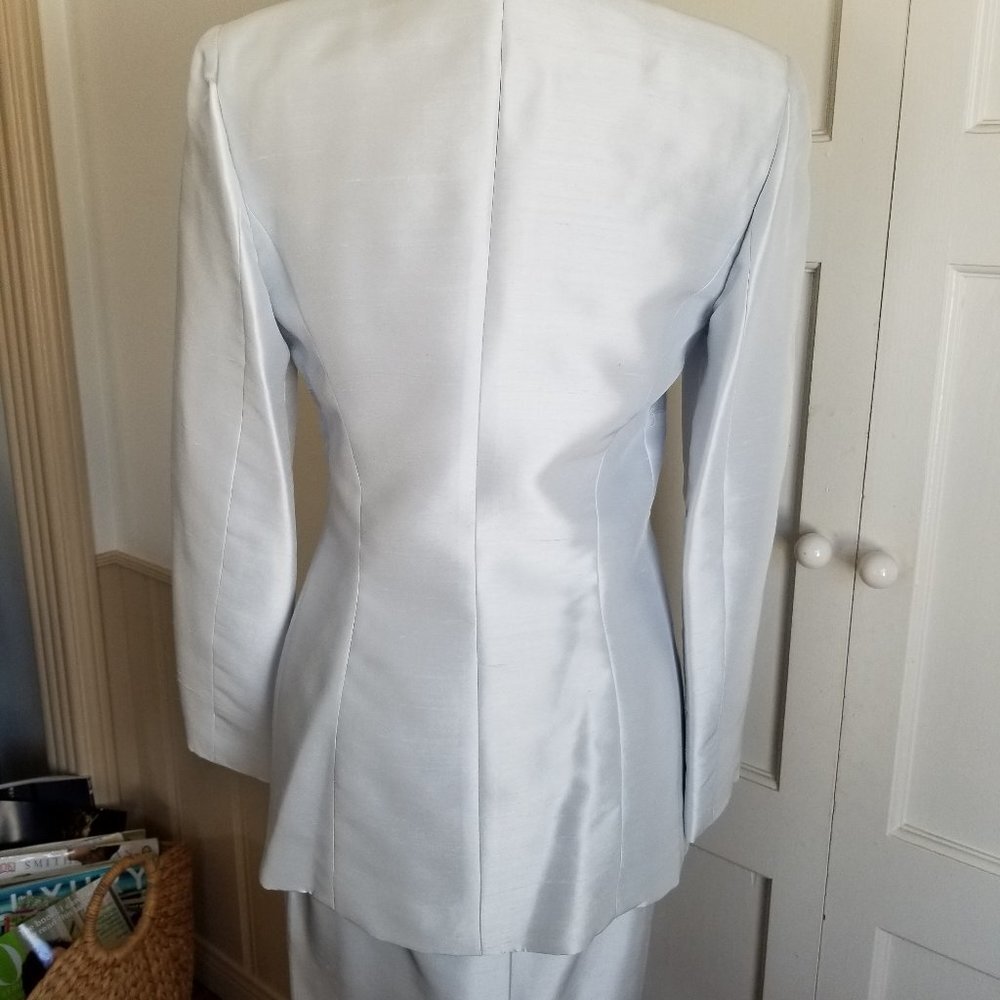 Noviello Bloom Suits Silver Shantung Silk Suit - Picture 6 of 14